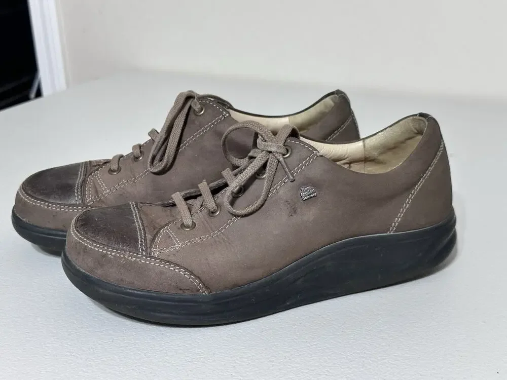 WOMEN'S FINN COMFORT LACE UP BROWN LEATHER SHOES MADE IN GERMANY SZ 4.5 US 6.5-7